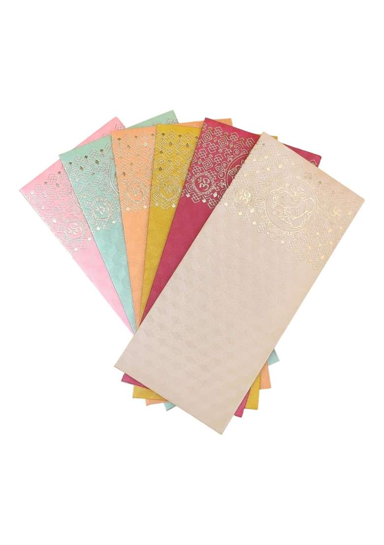 Jhintemetic Matellic 5 Colours of 25 Each Colourful Designer Shagun Lifafa Money Gift Envelope Pack of 125 - Indya