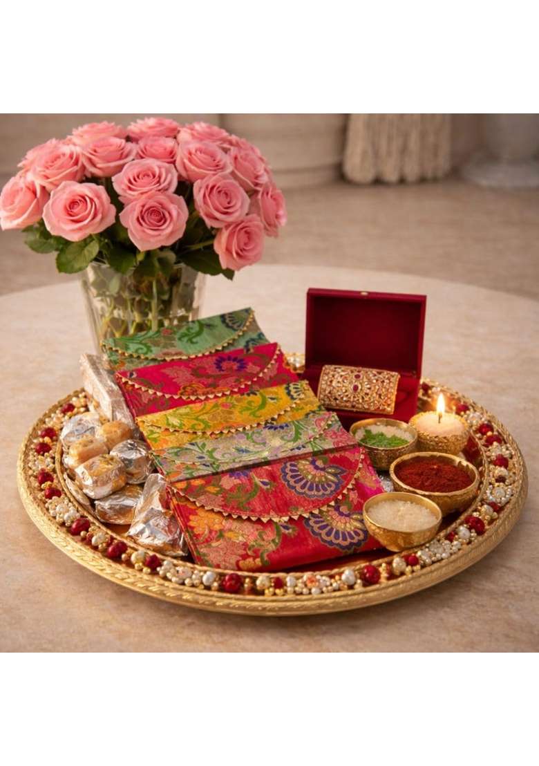 Nayashi Multicolor Ethnic Silk Brocade Shagun Envelopes for Money Gift Set of 10 - Indya