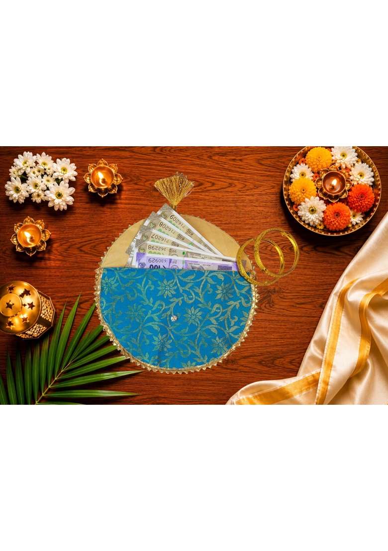 Navkathanak Blue Cloth Shagun Lifafa - Indya