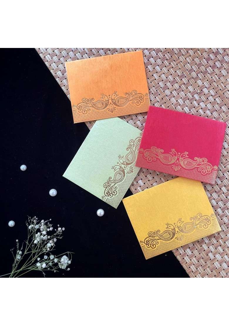 Stlyz Multicolour Money Gift Envelopes Handmade Printed Shagun Cash Envelope Lifafa for Wedding Pack of 75 - Indya
