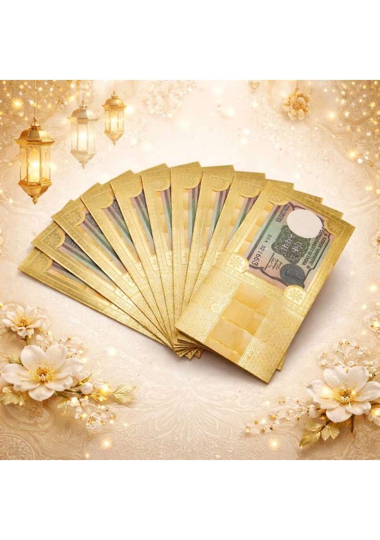 Wedding Shagun Envelopes for Cash Gift Golden Foil Printed Design - Indya