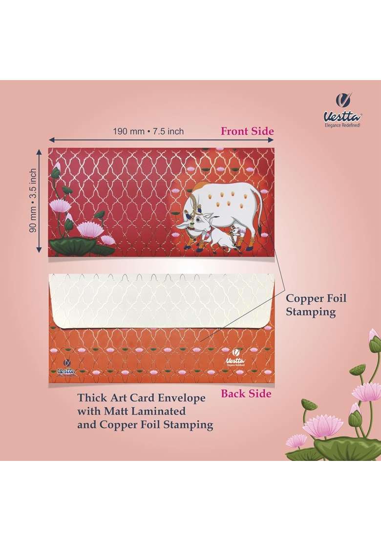 Vestta Elegance Redefined Shagun Envelopes for Gifting Money Pichwai Design Matt Finish 7 and Half L - Indya