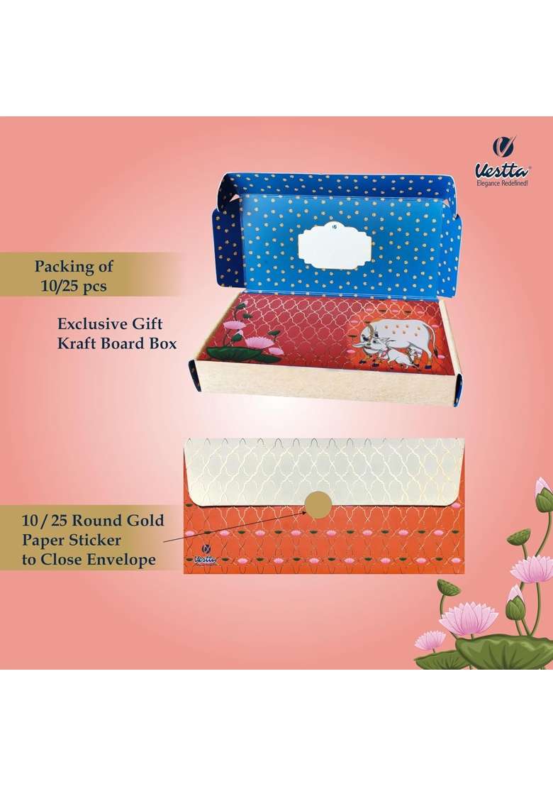 Vestta Elegance Redefined Shagun Envelopes for Gifting Money Pichwai Design Matt Finish 7 and Half L - Indya