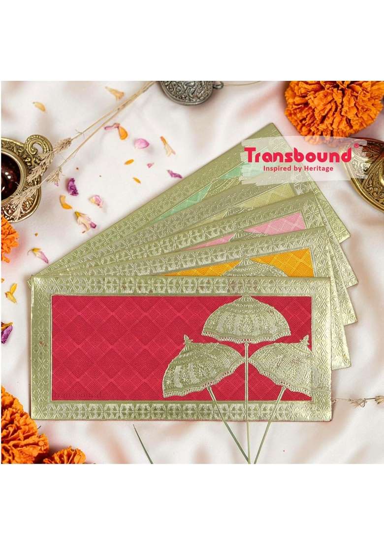 Transbound 100 Pcs Umbrella Pattern Shagun Envelopes for Cash Gifts in Weddings Birthdays Rakhi - Indya