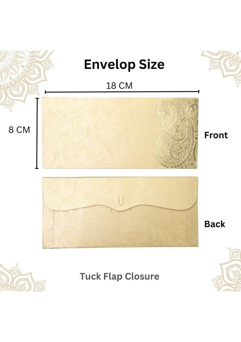 Vanya Creations Rectangle Shape Metallic Paper Shagun Envelopes for Gifting Cash Sagan Lifafa Pack of 100 - Indya