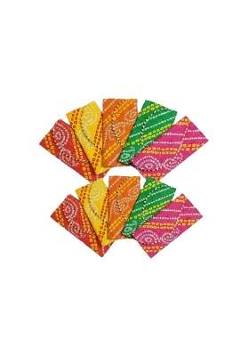 Handmade Cotton Bandhani Shagun Envelopes with Golden Gota Patti Work Pack of 10