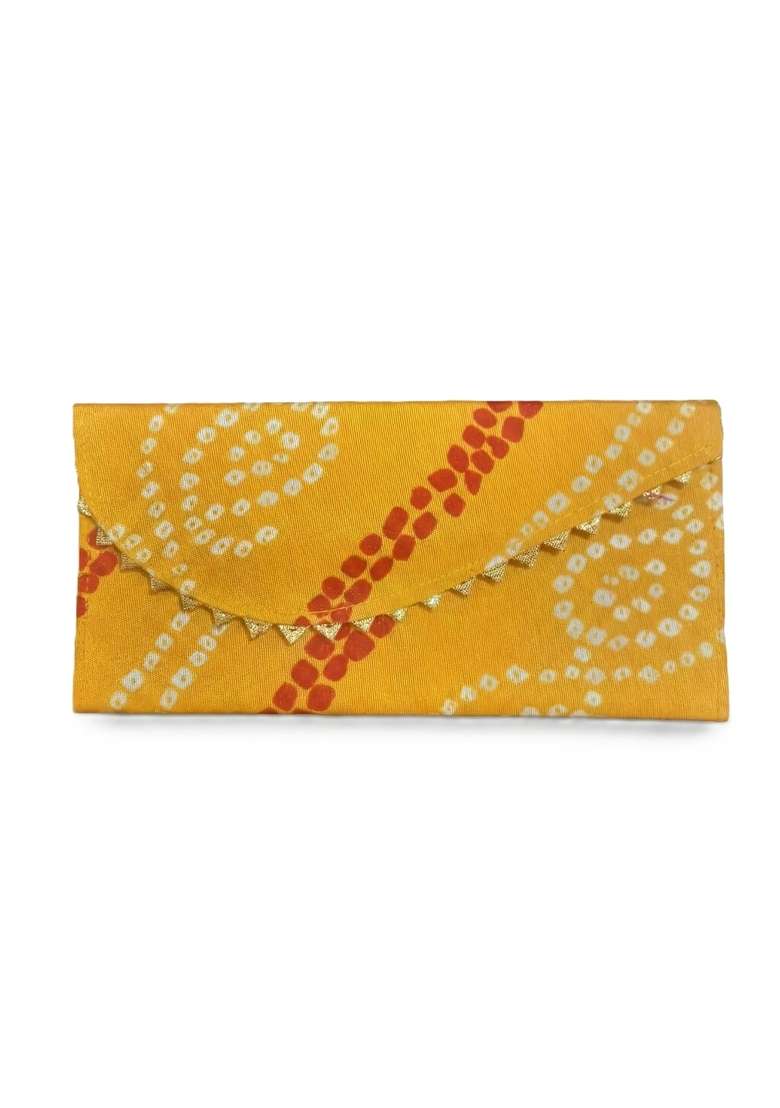 Handmade Cotton Bandhani Shagun Envelopes with Golden Gota Patti Work Pack of 10 - Indya