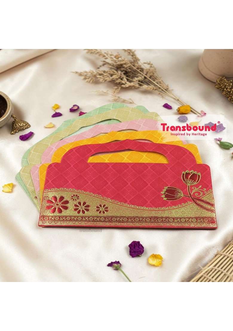 Transbound 50 Pcs Premium Purse Shape Shagun Envelopes for Cash Gifts in Weddings Birthdays Rakhi - Indya