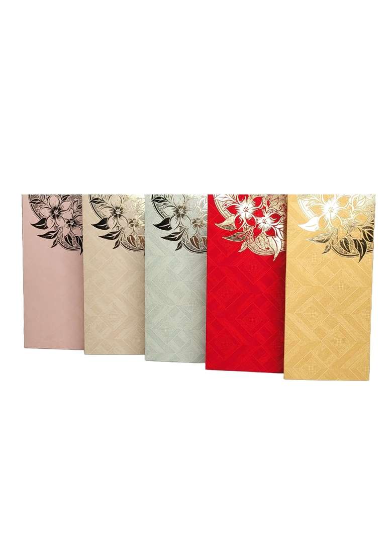Fonsie Cash Shagun Fancy Floral Design Envelopes for Gifting Money on Wedding Gift Baby Shower Gift Pack of 50 - Indya
