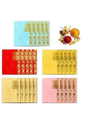 Vibsee Designer Pocket Size Shagun Envelopes for Gifting Cash Sagan Lifafa Wedding Occasion Money Pack of 100