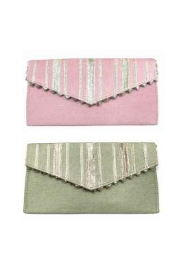 Nayashi Raw Silk Shagun Envelope Clutch 8 4 Inch Cute Pastel Colours Gota Patti Work Money Gift Set of 4