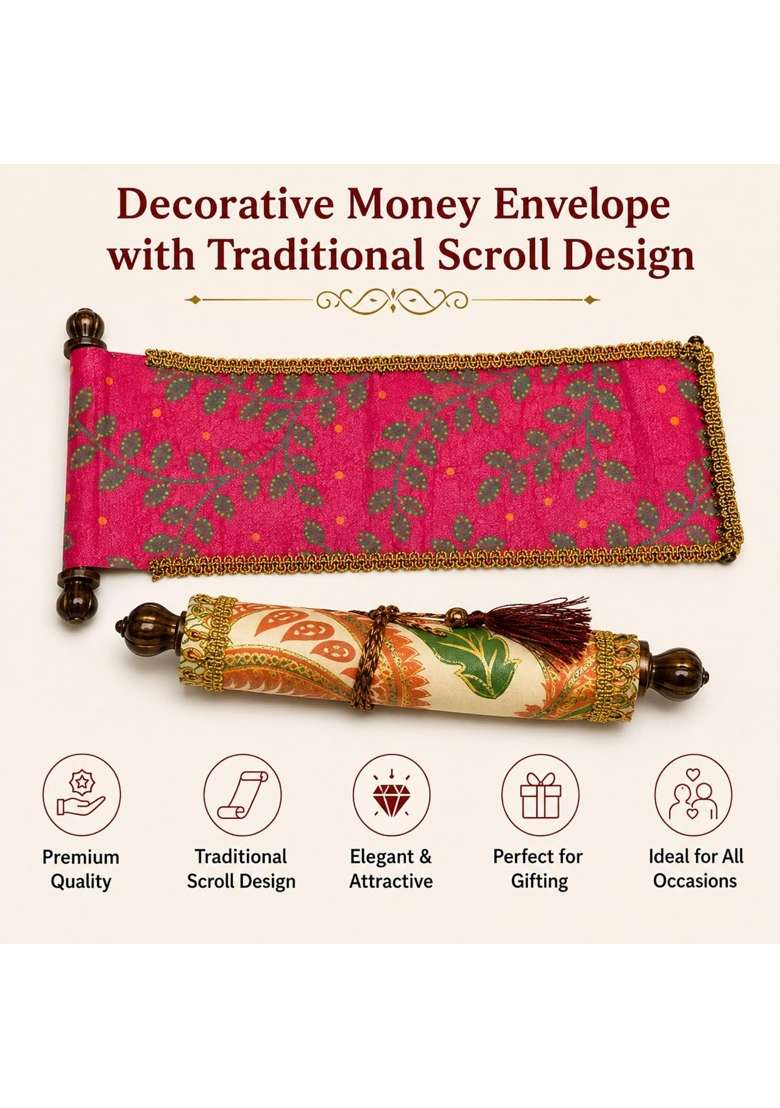 Premium Handmade Paper Ethnic Scroll Shagun Money Envelopes for Wedding Birthday Engagement Pack of 20 - Indya