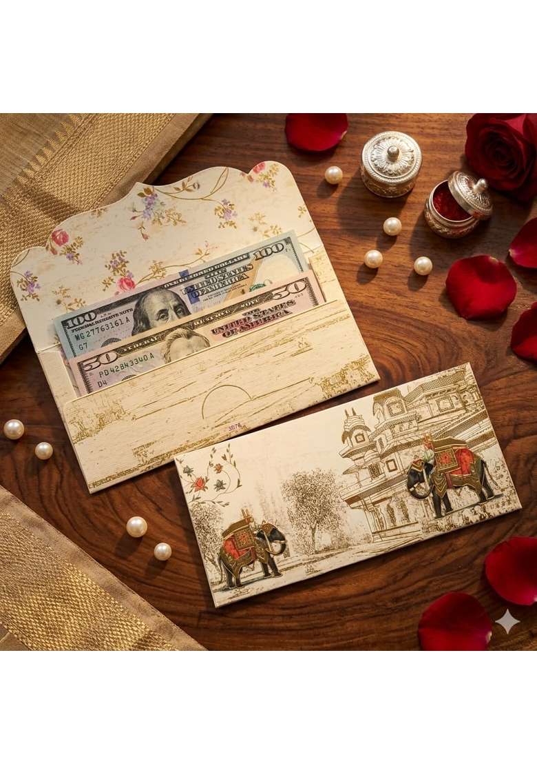 Jhintemetic Colourful Designer Shagun Lifafa Money Gift Envelope Digitally Printed for Gifting Money Pack of 50 - Indya