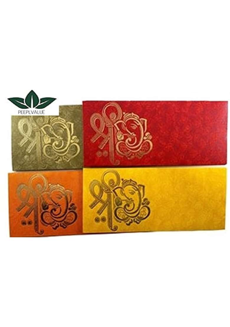 Peeplvalue Multicolor Designer 150 Pcs Ganpati and Shree Printed Premium Money Gift Envelope - Indya