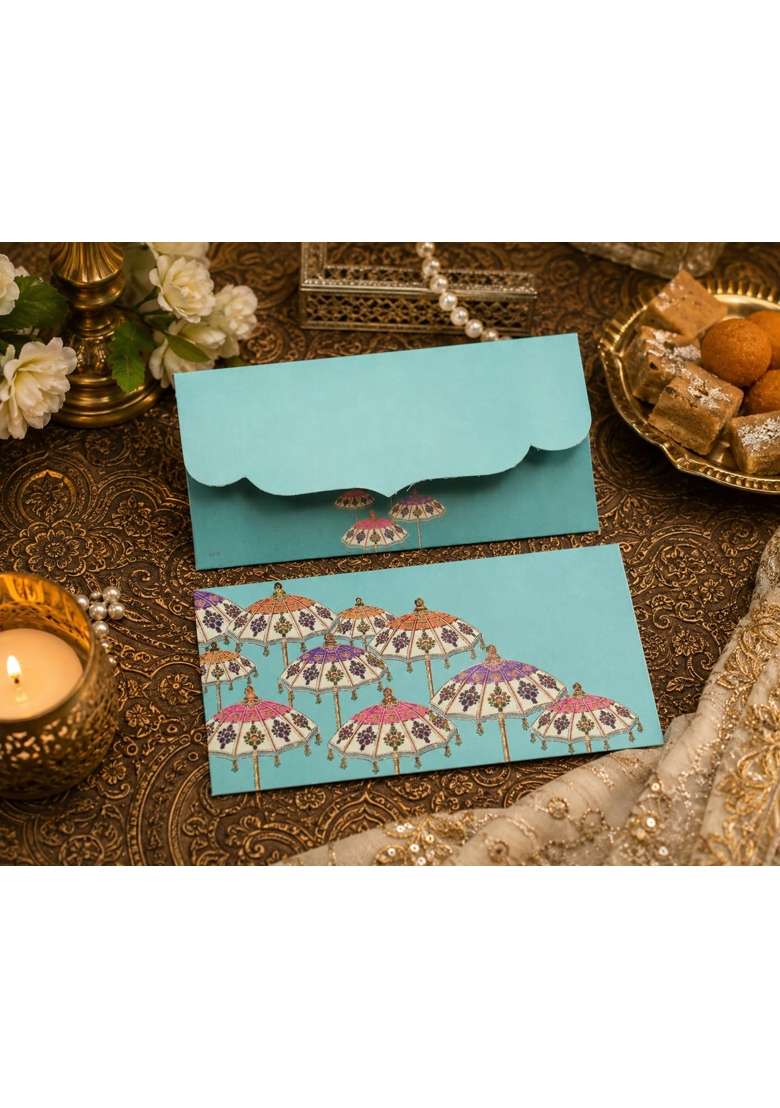 Jhintemetic Premium Shagun Cash Gift Envelopes 350 GSM Thick Designer Money Envelopes with Gold Foil Pack of 50 - Indya