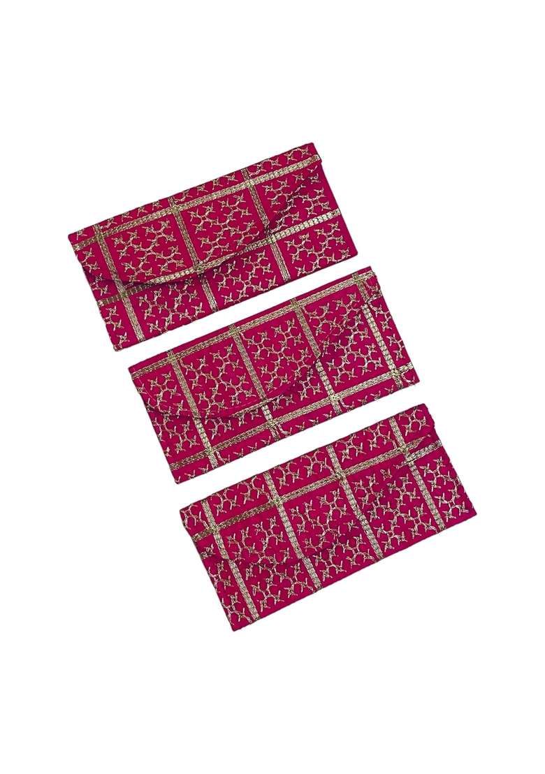 Moira Majenta Silk Embroidered Cloth Envelopes 5Pcs 21 X11 Cms for Shagun Sagun Gifting - Indya