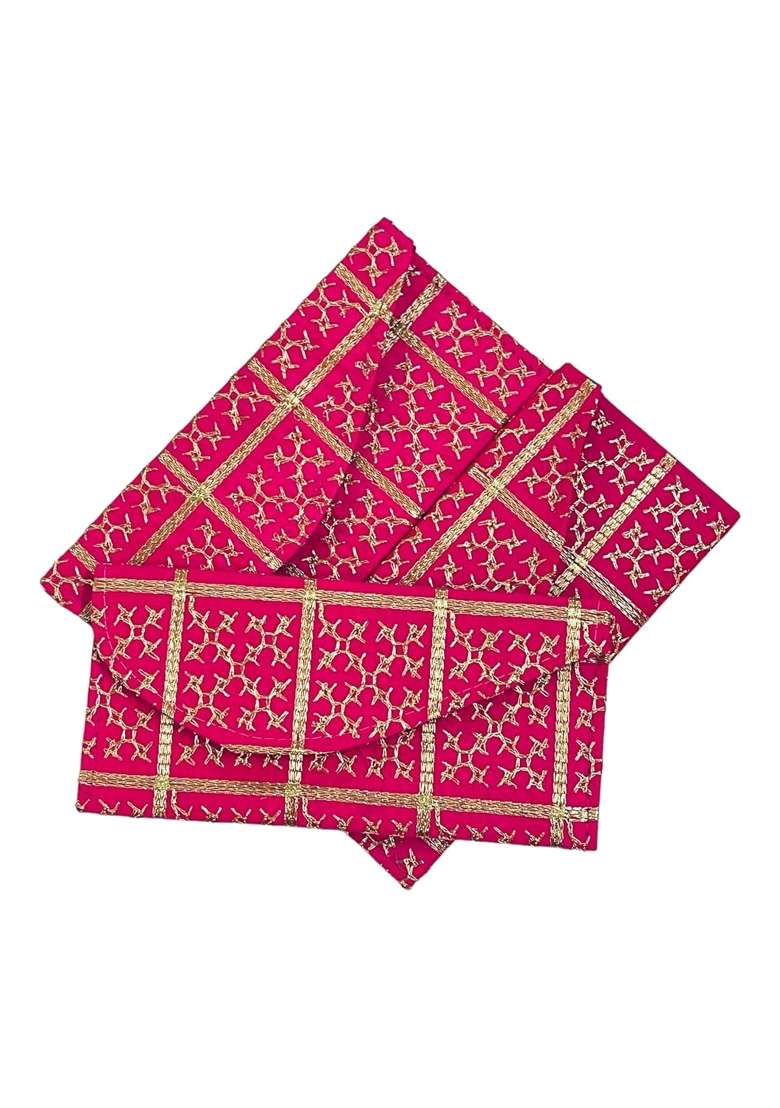 Moira Majenta Silk Embroidered Cloth Envelopes 5Pcs 21 X11 Cms for Shagun Sagun Gifting - Indya
