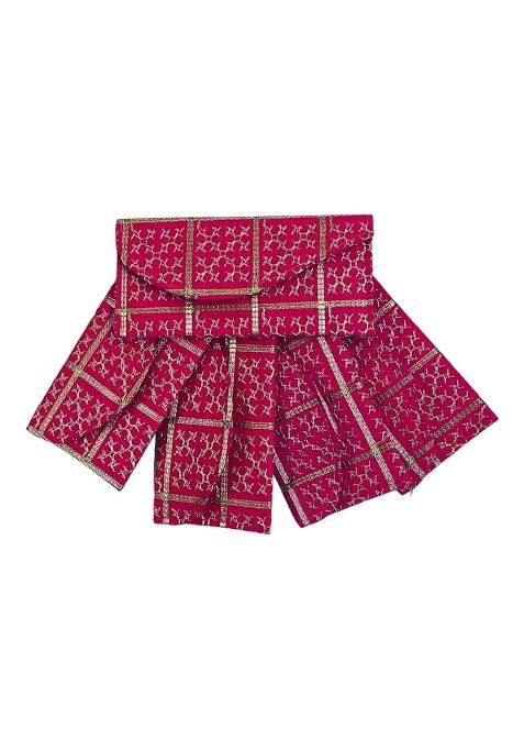 Moira Majenta Silk Embroidered Cloth Envelopes 5Pcs 21 X11 Cms for Shagun Sagun Gifting