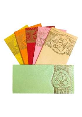 Jhintemetic Matellic 5 Colours of 25 Each Randomly Picked Colourful Designer Shagun Lifafa Money Pack of 125