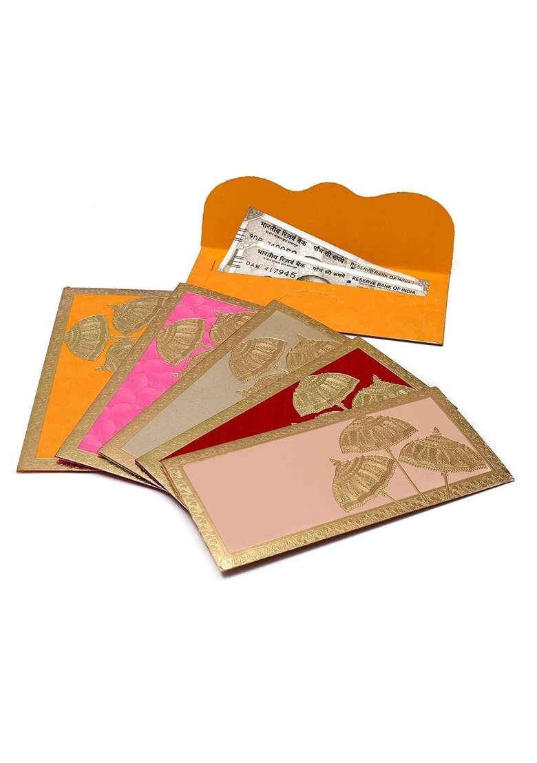 Peeplvalue Multicolor 50 Pcs Premium Designer Handmade Sagan Cash Gift Money Envelopes - Indya