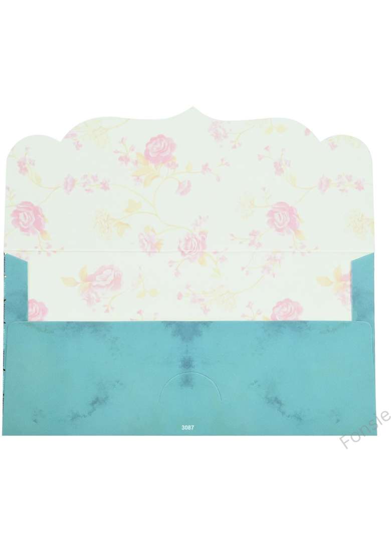 Fonsie Blue Peacock Pattern Design Pcs Cash Envelopes for Gifting Money on Wedding Gift Pack of 30 - Indya