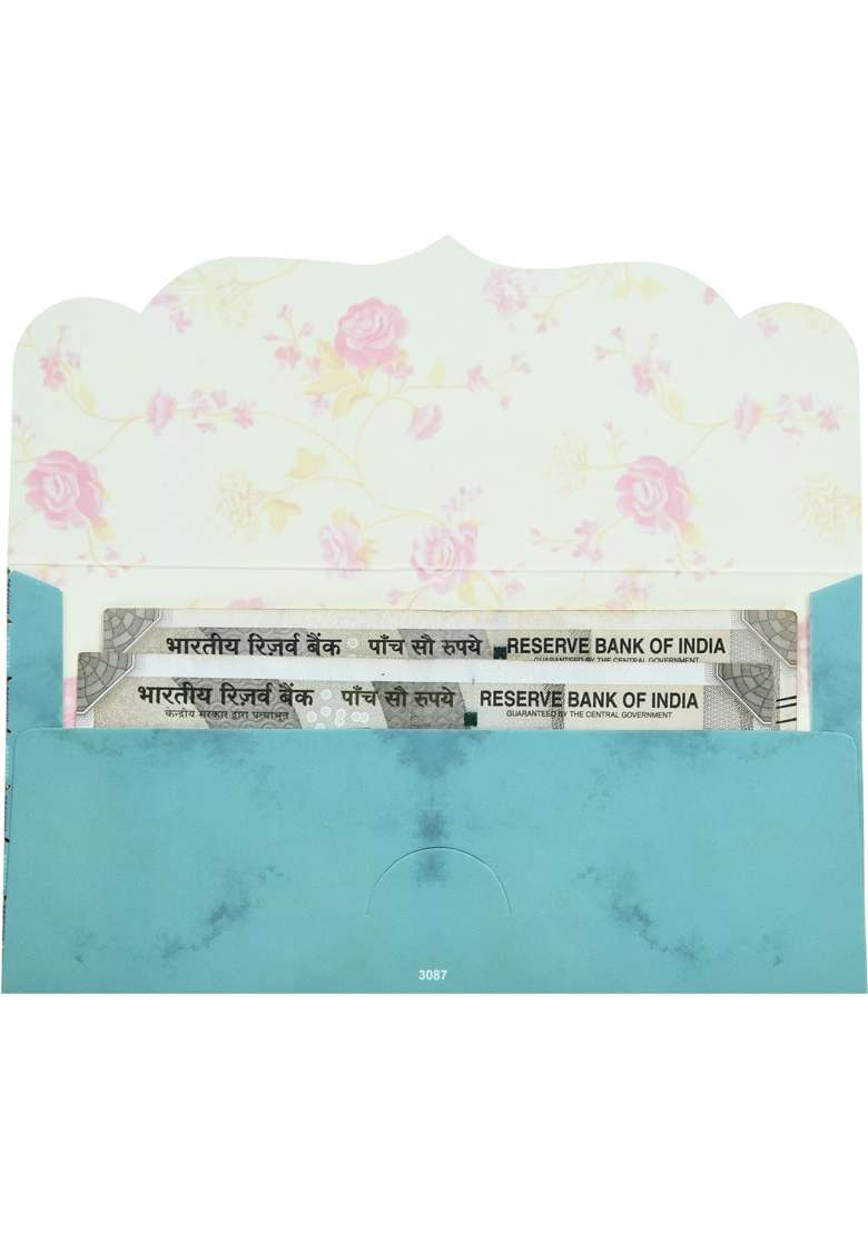 Fonsie Blue Peacock Pattern Design Pcs Cash Envelopes for Gifting Money on Wedding Gift Pack of 30 - Indya
