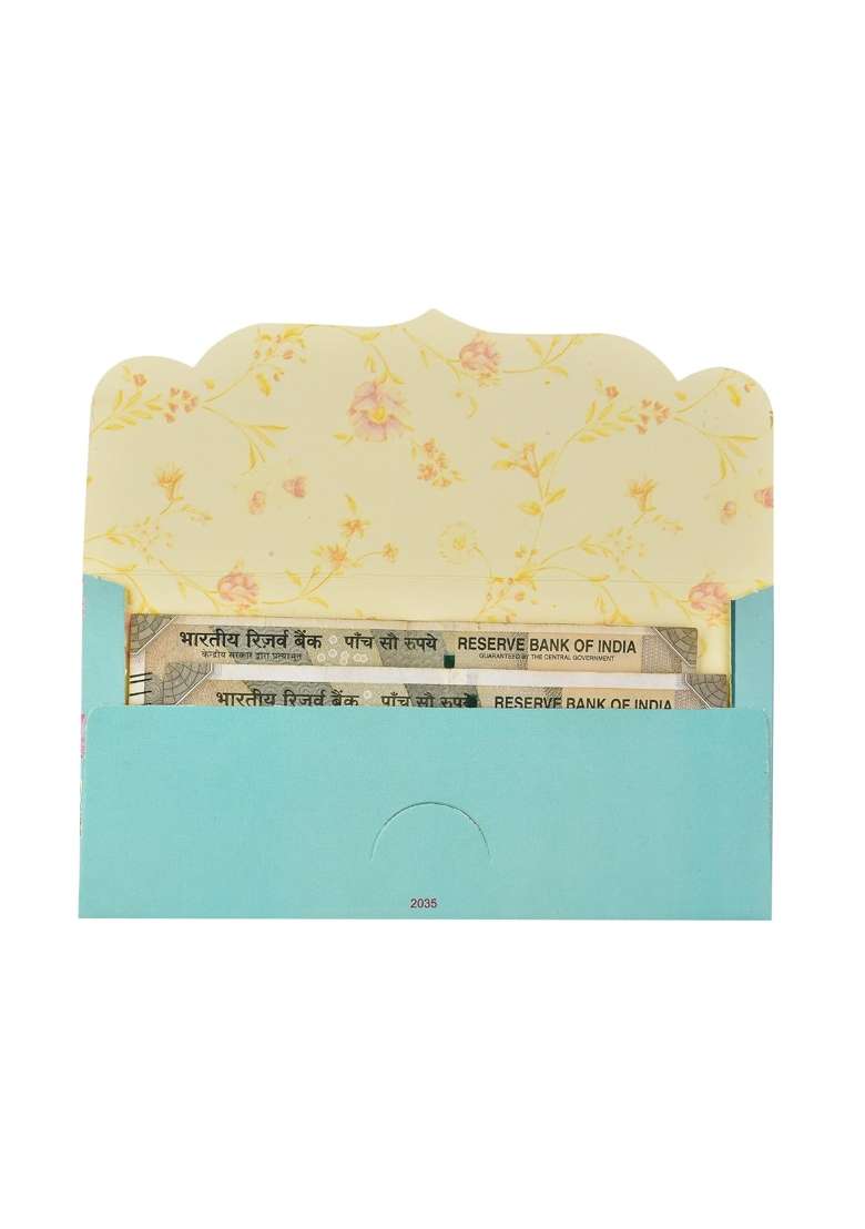 Fonsie Blue Cash Shagun Fancy Design Envelopes for Gifting Money on Wedding Gift Pack of 50 - Indya