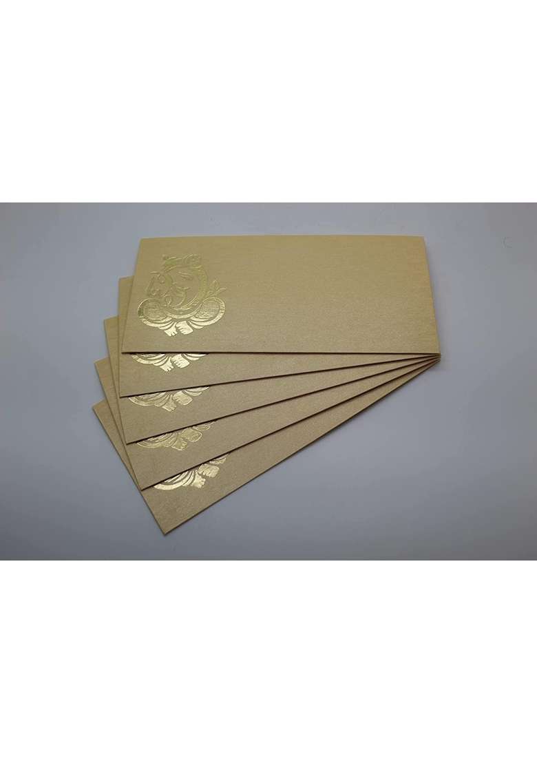 Peeplvalue Premium Golden Ganpati Design 500 Pcs Designer Money Gift Envelope Shagun Lifafa Multicolor - Indya