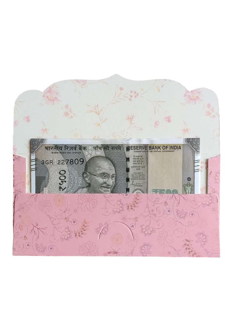 Jhintemetic Elegant Pink and Golden Mistletoe and Lanterns Shagun Envelopes Pack of 50 - Indya