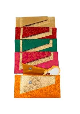 Meharvana Ethnic Brocade Silk Shagun Envelopes Gold Highlight Wedding Money Gift Covers with Best Set of 5
