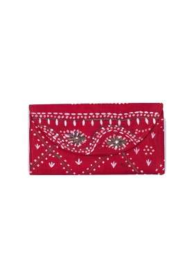 Red Silk Money Cover Hand Painted and Embellished Cash Envelope for Weddings Shagun and Gifting