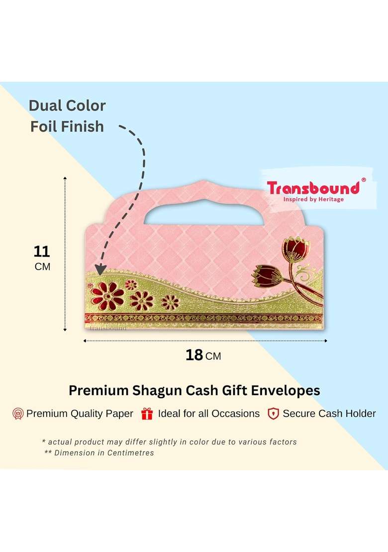 Transbound 100 Pcs Premium Purse Shape Shagun Envelopes for Cash Gifts in Weddings Birthdays Rakhi - Indya