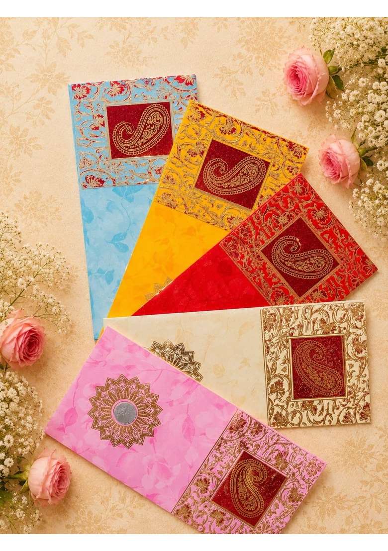 Decorative Shagun Envelopes with Paisley Print Envelopes for Gifting Cash Money Sagan Envelope Lifafa Wedding - Indya