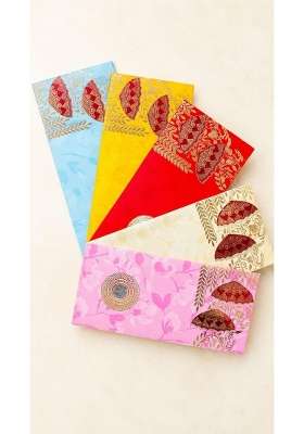 Shagun Envelopes Assorted Colors with Gold Foil Five Colour Combo 100