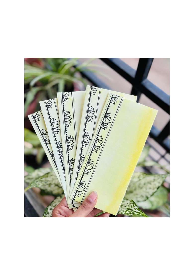 White Handpainted Envelopes Unique Hand Painted Design Shagun Envelopes Designer Pack of 10 - Indya