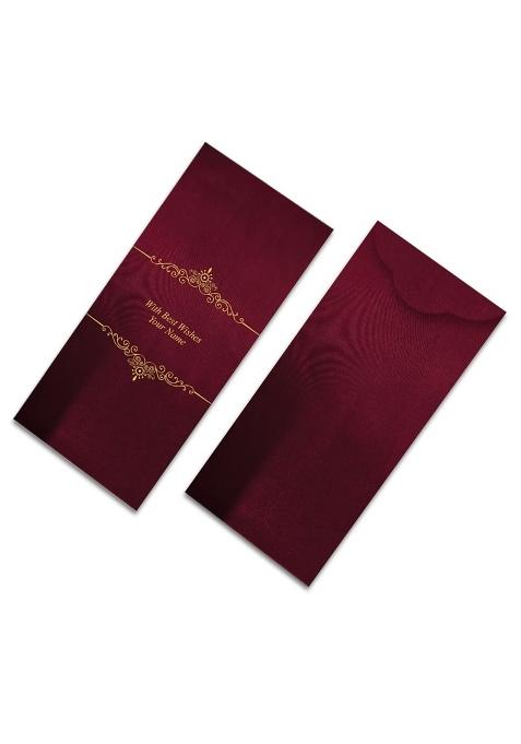 Brown Cloud Customised Exclusive Satin Maroon Vertical Shape Shagun Money Gift Envelope Cover Lifafa Pack of 20