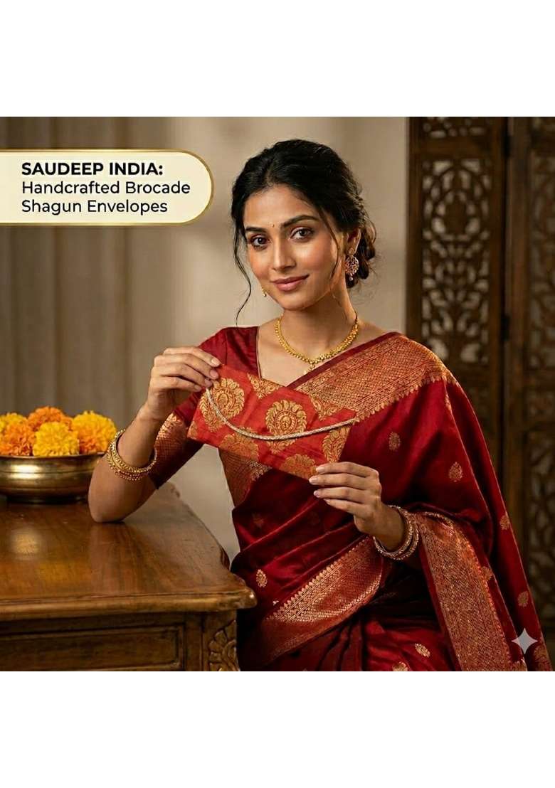 Saudeep India Raw Silk Fabric Money Gift Envelopes for Wedding Marriage Haldi Mehendi Pack of 100 - Indya