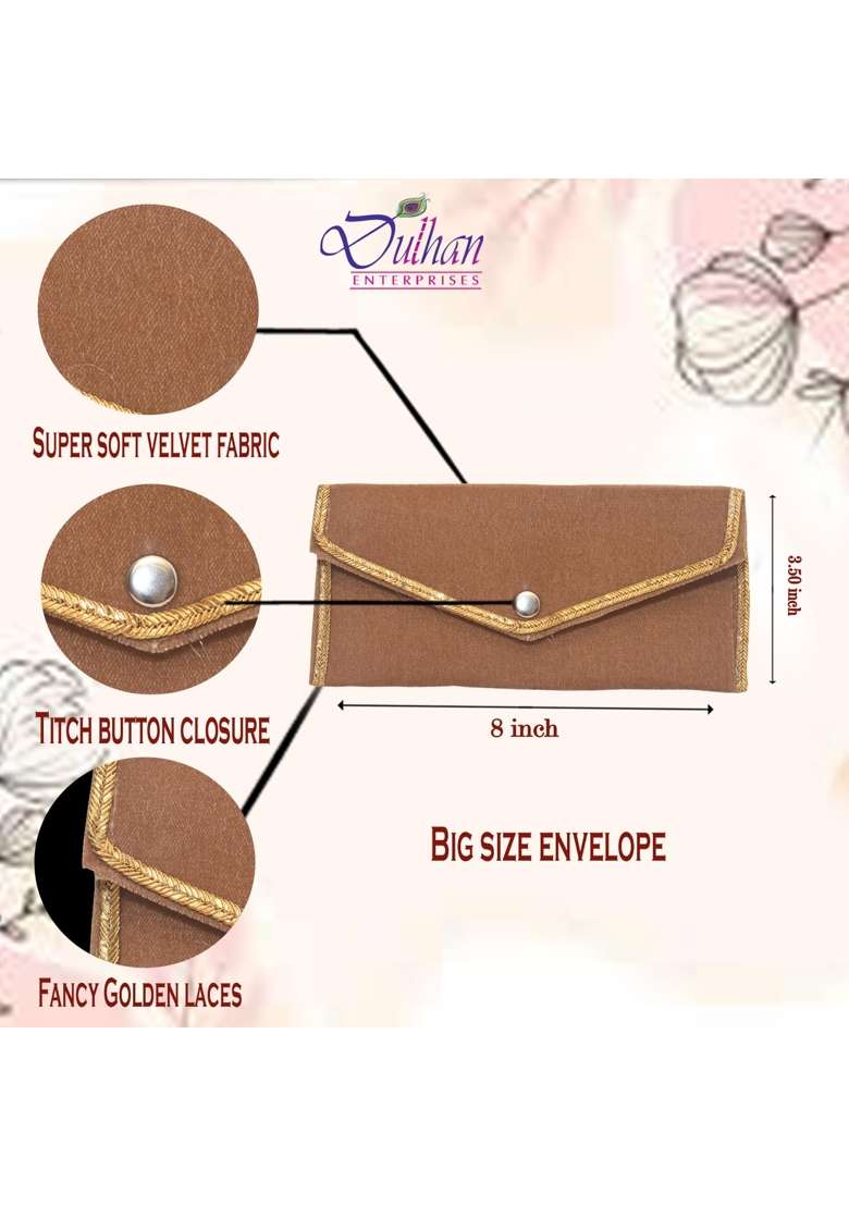 Dulhan Fancy Velvet Shagun Envelopes Big Size Money Gift Lifafa Set of 25 - Indya
