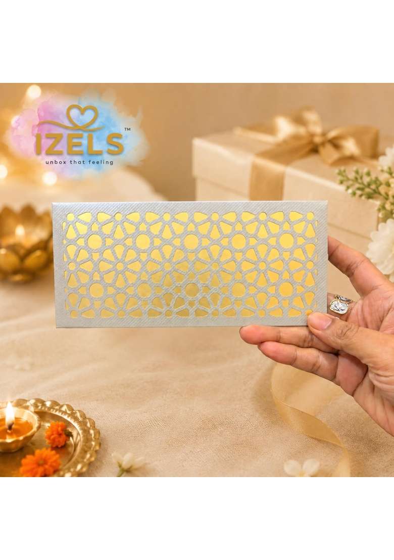 Izels Premium Shagun Envelopes Lifafa Laser Cut Money Gift Covers for Weddings Birthdays Pack of 30 - Indya