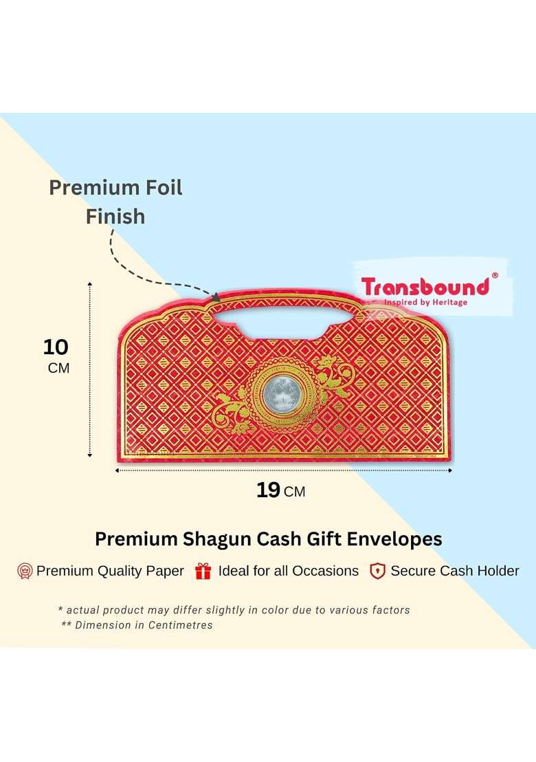 Transbound Multicolor 40 Pcs Premium Purse Shape Shagun Envelopes with Coin for Cash Gifts in Weddings - Indya