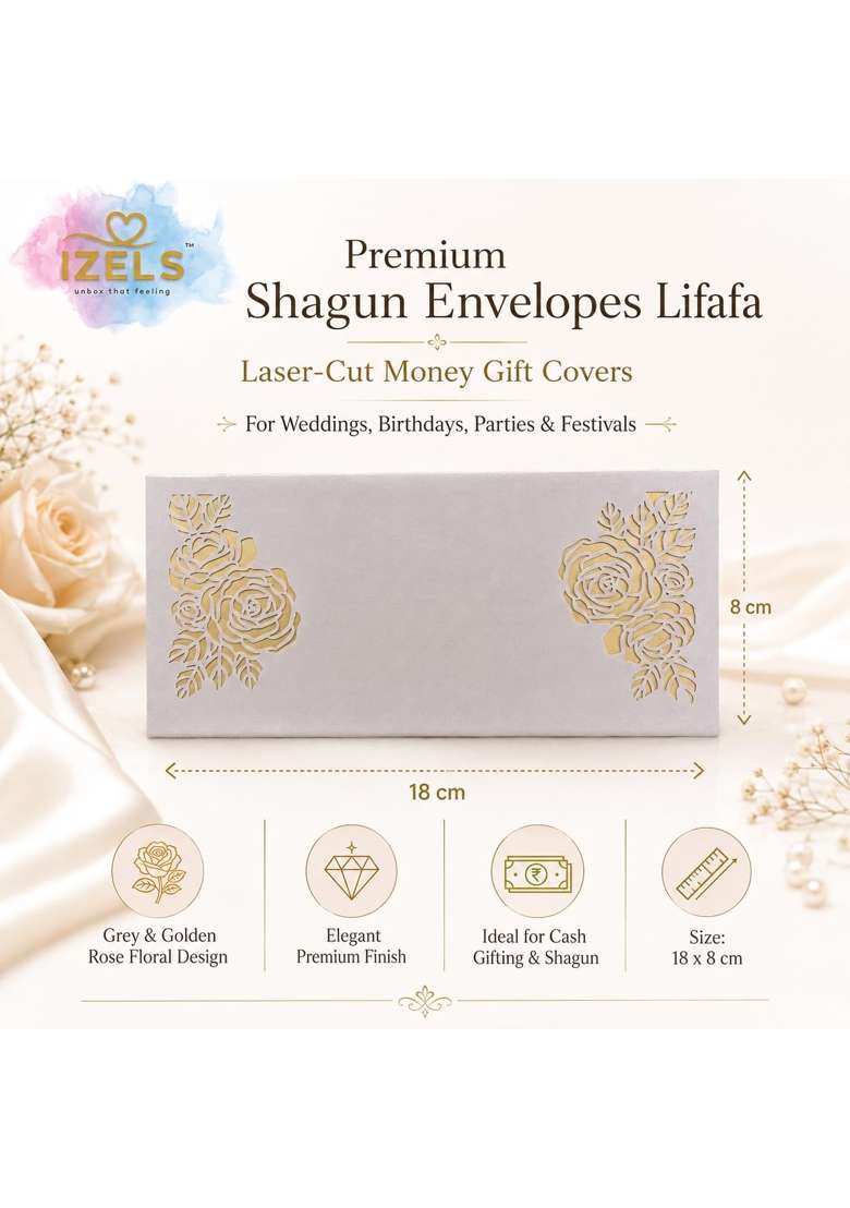 Izels Premium Shagun Envelopes Lifafa Laser Cut Money Gift Covers for Weddings Birthdays Pack of 30 - Indya