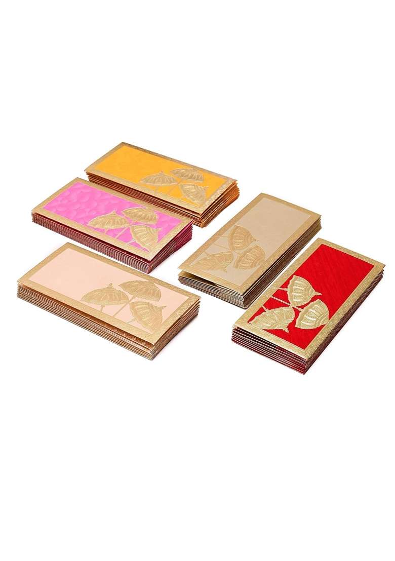 Peeplvalue Multicolor 100 Pcs Premium Designer Handmade Sagan Cash Gift Money Envelopes - Indya