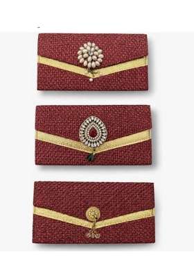 Meharvana Premium Jute Texture Shagun Envelopes 9 X 5 Inch Matt Finish Cash Gift Covers with Vintage Set of 3
