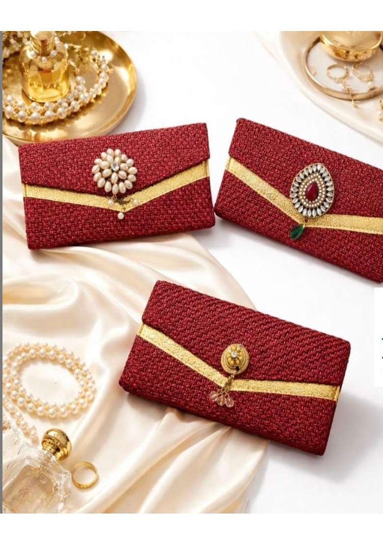 Meharvana Premium Jute Texture Shagun Envelopes 9 X 5 Inch Matt Finish Cash Gift Covers with Vintage Set of 3 - Indya
