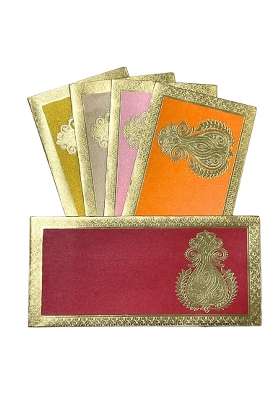 Vanya Creations Rectangle Shape Metallic Paper Shagun Envelopes for Gifting Cash Sagan Lifafa Pack of 50