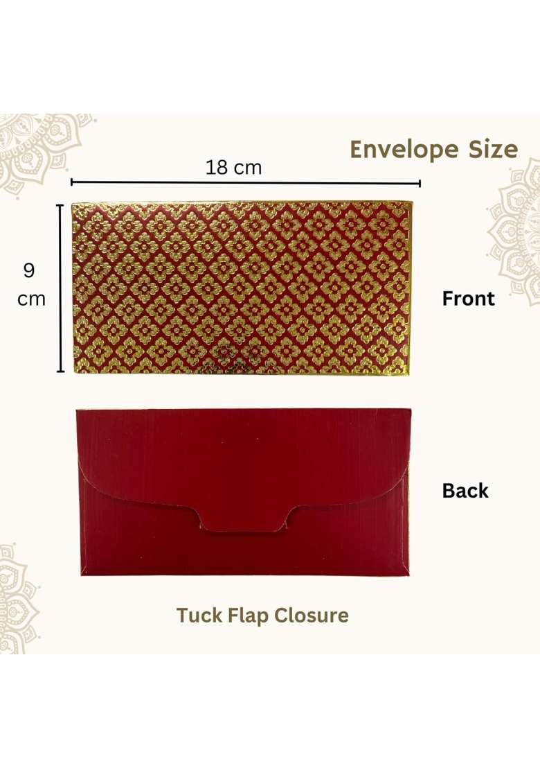 Vanya Creations Regal Patterned Design Shagun Envelopes for Gifting Cash Money Cover Metallic Finish Pack of 20 - Indya