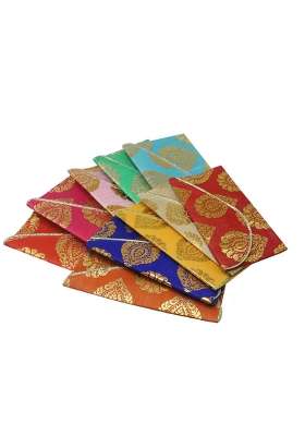 Saudeep India Raw Silk Fabric Money Gift Envelopes for Wedding Marriage Haldi Mehendi Pack of 50