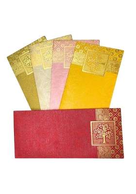 Vanya Creations Rectangle Shape Metallic Paper Shagun Envelopes for Gifting Sagan Lifafa Wedding Pack of 100