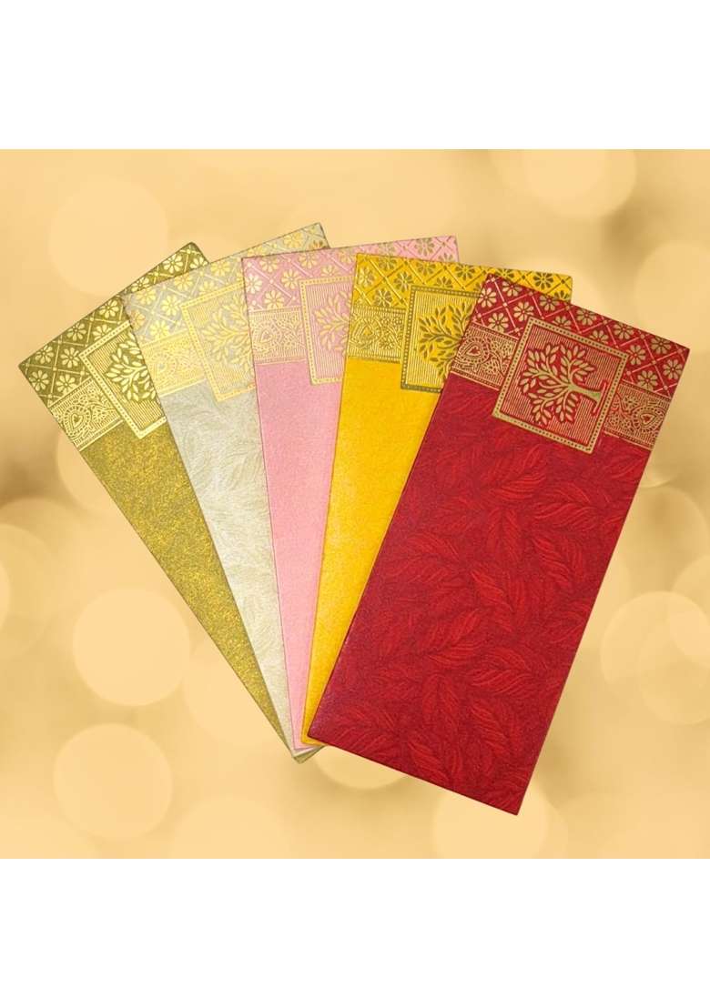 Vanya Creations Rectangle Shape Metallic Paper Shagun Envelopes for Gifting Sagan Lifafa Wedding Pack of 100 - Indya