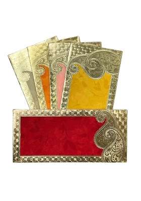 Vanya Creations Rectangle Shape Metallic Paper Shagun Envelopes for Gifting Cash Sagan Lifafa Pack of 50